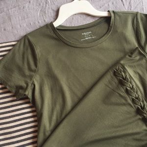 Army Green Maternity Tee shirt lace front
